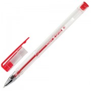 Ручка гелевая STAFF 'Basic', КРАСНАЯ, корпус прозрачный, хромированные детали, узел 0,5 мм, линия письма 0,35 мм, 142790