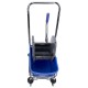 Тележка уборочная BRABIX, 1 съемное ведро 25 л, механический отжим, корзина, металлический каркас, синяя, 601498