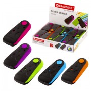 Ластик BRAUBERG 'ULTRA COLOR', 57х24х15 мм, ассорти, черный пластиковый футляр, 229562