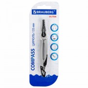 Циркуль с защитным колпачком BRAUBERG 'ULTRA', 135 мм, графитовый, блистер, 210817