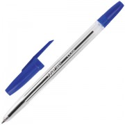 Ручка шариковая ОФИСМАГ 'Line', СИНЯЯ, корпус прозрачный, узел 1 мм, линия письма 0,5 мм, 141878