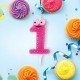 Свеча-цифра для торта '1' 'С глазками', 6 см, ЗОЛОТАЯ СКАЗКА, с держателем, в блистере, 591404