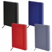 Блокнот А5 138x213 мм, BRAUBERG 'Basic', под кожу, 80 л., клетка, АССОРТИ 4 ЦВЕТА, CLASSIC, 116231