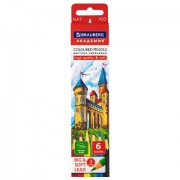 Карандаши цветные мягкие BRAUBERG АКАДЕМИЯ, 6 цветов, шестигранные, грифель 3 мм, натуральное дерево, 181863