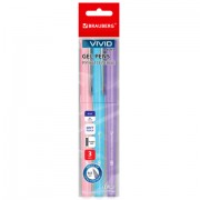 Ручки гелевые с грипом BRAUBERG 'VIVID PASTEL', СИНИЕ, НАБОР 3 ШТ., игольчатый узел 0,5 мм, линия письма 0,35 мм, 144540