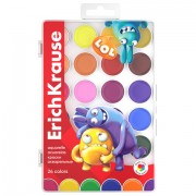 Краски акварельные ERICH KRAUSE 'Jolly Friends', 24 цвета, пластиковый пенал, европодвес, 61368