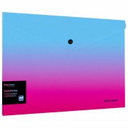 Папка-конверт с кнопкой BRAUBERG 'Grade', А4, до 100 листов, розово-голубой градиент, 0,18 мм, 271963