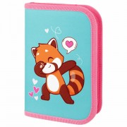 Пенал ПИФАГОР, 1 отделение, полиэстер, 19х13 см, 'Red panda', 272283