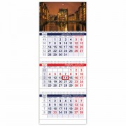 Календарь квартальный с бегунком, 2021 год, 3-х блочный, 3 гребня, 'ОФИС', 'Уголок Европы', HATBER, 3Кв3гр3_23506