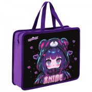 Папка на молнии с ручками ЮНЛАНДИЯ А4, 1 отделение, пластик, 80 мм, 'Anime fan', 273362