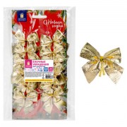 Украшение ёлочное 'Бантики', КОМПЛЕКТ 24 шт., 5х5 см, золотистые, ЗОЛОТАЯ СКАЗКА, 592154