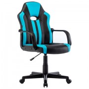 Кресло компьютерное 'BRABIX Stripe GM-202', экокожа, черное/голубое, 532509
