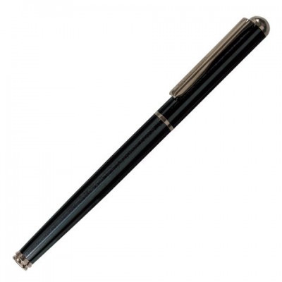 Ручка бизнес-класса перьевая BRAUBERG Larghetto, СИНЯЯ, корпус черный с хромом, линия, 143477