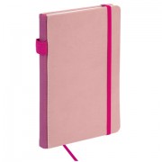 Блокнот А5 135x212 мм BRAUBERG 'Edge', под кожу, резинка, держатель, 80 л., клетка, розовый, 117148