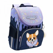 Ранец GRIZZLY анатомическая спинка, с мешком для обуви, для девочек, 'CORGI', 33х25х13 см, RAm-384-3/3