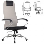 Кресло офисное BRABIX PREMIUM 'Ultimate EX-800' хром, плотная двойная сетка Х2, черное/бежевое, 532913