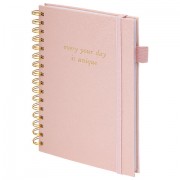 Бизнес-тетрадь на гребне А5 148х216 мм, BRAUBERG 'Calipso' под кожу, резинка, клетка, 80 л., розовая, 116251