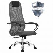 Кресло офисное МЕТТА 'SU-B-8' хром, ткань-сетка, сиденье мягкое, светло-серое