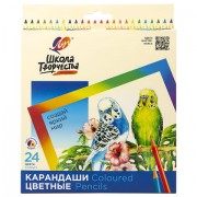 Карандаши цветные ЛУЧ 'Школа Творчества', 24 цвета, трехгранные, натуральное дерево, 30С 1808-08