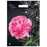 Пакет с вырубной ручкой ПВД, 43х31,5 см, 'Грэй Глосс Пион', 50 мкм, н00212038