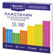 Пластилин классический BRAUBERG 'АКАДЕМИЯ КЛАССИЧЕСКАЯ', 12 цветов, 240 г, СТЕК, ВЫСШЕЕ КАЧЕСТВО, 106423