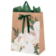 Пакет подарочный (1 штука) 26х13х32 см (L), 'Flower Kraft', с тишью, глиттер, ЗОЛОТАЯ СКАЗКА, 700838