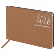 Еженедельник датированный 2026 МАЛЫЙ ФОРМАТ 105х160 мм, А6, BRAUBERG 'Blaze', фольга, коричневый, 117217