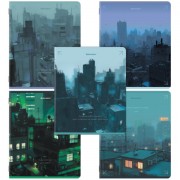 Тетради ДЭК А5 48 л. КОМПЛЕКТ 5 шт. BRAUBERG скоба, клетка, матовая ламинация, КРЫШИ, 404941