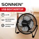 Вентилятор настольный USB SONNEN FT10-USB, 10 см, 2,5 Вт, компактный, металлический, черный, наклон 180°, USB-провод 1 м, 457783