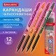 Набор карандашей чернографитных с принтом BRAUBERG 'JUICY FRUIT', 12 штук, HB, с ластиком, корпус ассорти, 182034