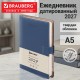 Ежедневник датированный 2027, А5, 143х218 мм, BRAUBERG 'Journal', под кожу, ремешок, синий, 118052