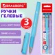 Ручки гелевые с грипом BRAUBERG 'VIVID PASTEL', СИНИЕ, НАБОР 3 ШТ., игольчатый узел 0,5 мм, линия письма 0,35 мм, 144540