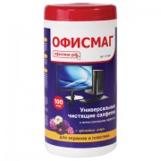 Салфетки для экранов всех типов и пластика ОФИСМАГ с ароматом 'АСТРА', туба 100 шт., влажные, 511691