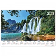 Календарь настенный листовой, 2023г, формат А1 90х60см, Водопады, HATBER, Кл1_27062