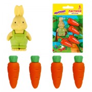 Набор ластиков фигурных ЮНЛАНДИЯ 'Зайчик и урожай', 5 шт., ассорти, 229596