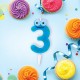 Свеча-цифра для торта '3' 'С глазками', 6 см, ЗОЛОТАЯ СКАЗКА, с держателем, в блистере, 591406