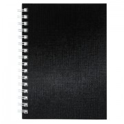 Блокнот МАЛЫЙ ФОРМАТ А6, 80 л., гребень, бумвинил 'METALLIC', клетка, HATBER, черный, 086310, 80ЗК6бвВ1гр