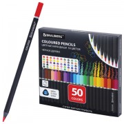 Карандаши цветные чёрное дерево BRAUBERG BLACK WOOD, 50 цветов, мягкий грифель 3 мм, 182043