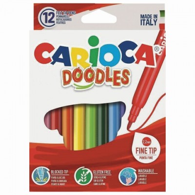 Фломастеры CARIOCA (Италия) 'Doodles', 12 цветов, суперсмываемые, 42314