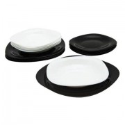 Набор посуды столовый, 18 предметов, черное и белое стекло, 'Carine Mix', LUMINARC, N1489
