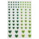 Стразы самоклеящиеся 'Сердце', 6-15 мм, 80 шт., зеленые/салатовые, на подложке, ОСТРОВ СОКРОВИЩ, 661401