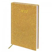 Ежедневник датированный 2022 А5 (138х213мм) BRAUBERG Sparkle золотой, 112826