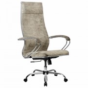 Кресло офисное МЕТТА 'L1m 42', хром, сиденье и спинка мягкие, велюр, светло-серое