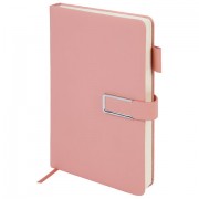 Ежедневник недатированный, А5, 143х210 мм, BRAUBERG 'Dainty', под кожу, магнитная застежка, 160 л., розовый, 117143