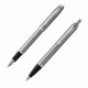 Набор PARKER 'IM Stainless Steel CT': шариковая ручка синяя и перьевая ручка синяя, 2183058