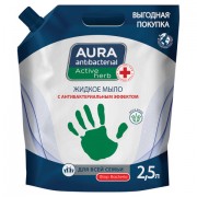 Мыло жидкое антибактериальное для всей семьи 2,5 л, AURA ANTIBACTERIAL 'Алоэ вера', дой-пак, 13767