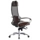 Кресло офисное МЕТТА 'SAMURAI' SL-1, сверхпрочная ткань-сетка/кожа, темно-коричневое