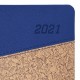 Ежедневник датированный 2021 А5 (138x213 мм) BRAUBERG 'Cork', кожзам, синий/коричневый, 111449