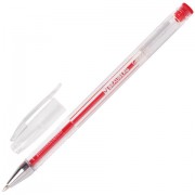Ручка гелевая BRAUBERG 'Jet', КРАСНАЯ, корпус прозрачный, узел 0,5 мм, линия письма 0,35 мм, 141020
