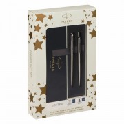 Набор PARKER 'Jotter Stainless Steel GT': шариковая ручка синяя и перьевая ручка синяя, 2093258
